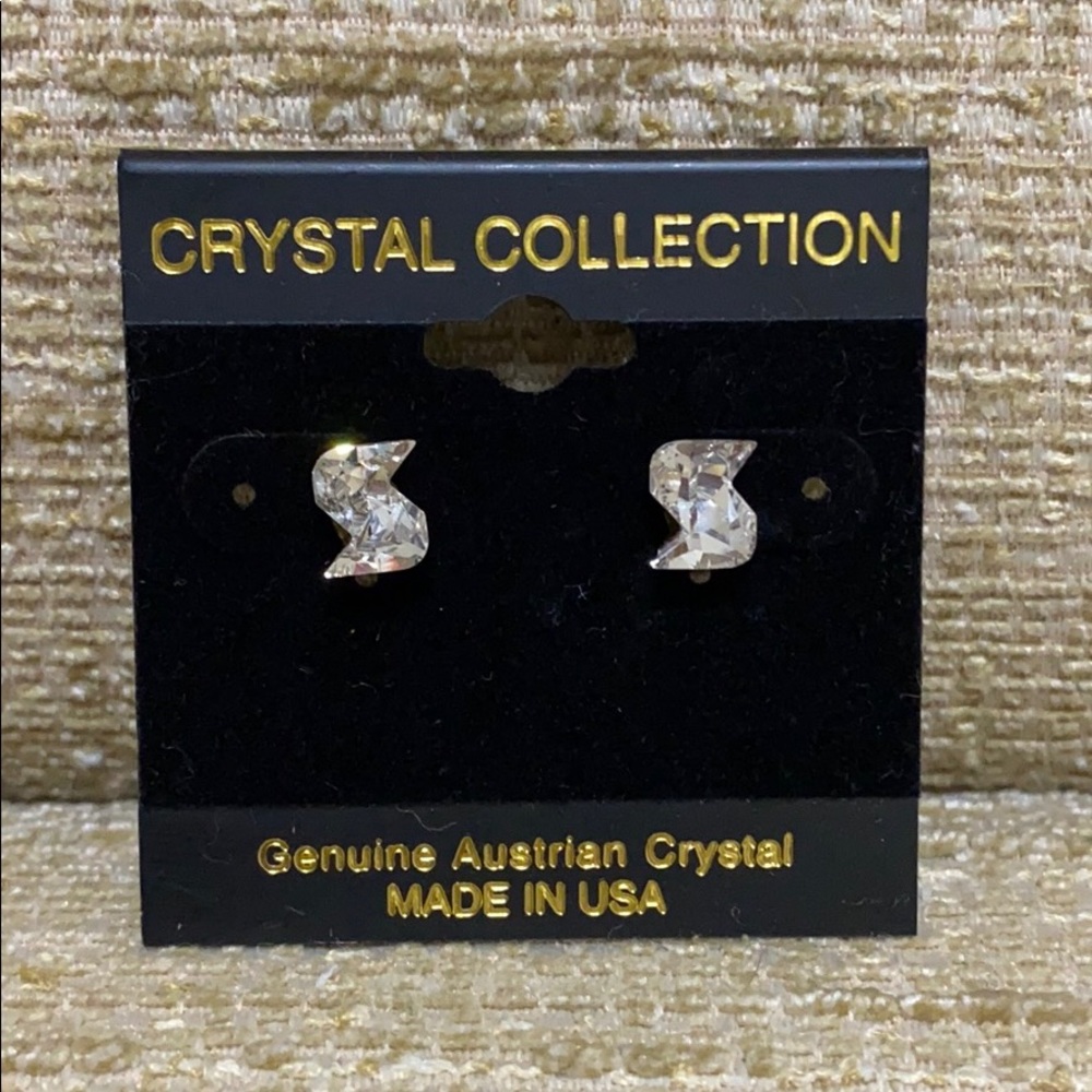 GENUINE AUSTRIAN CRYSTAL letter S EARRINGS NEW!!